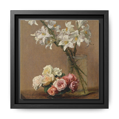 Henri Fantin-Latour : Roses and Lilies (1888) - Giclee Fine Art Print - Museum Collection Framed Canvas Print