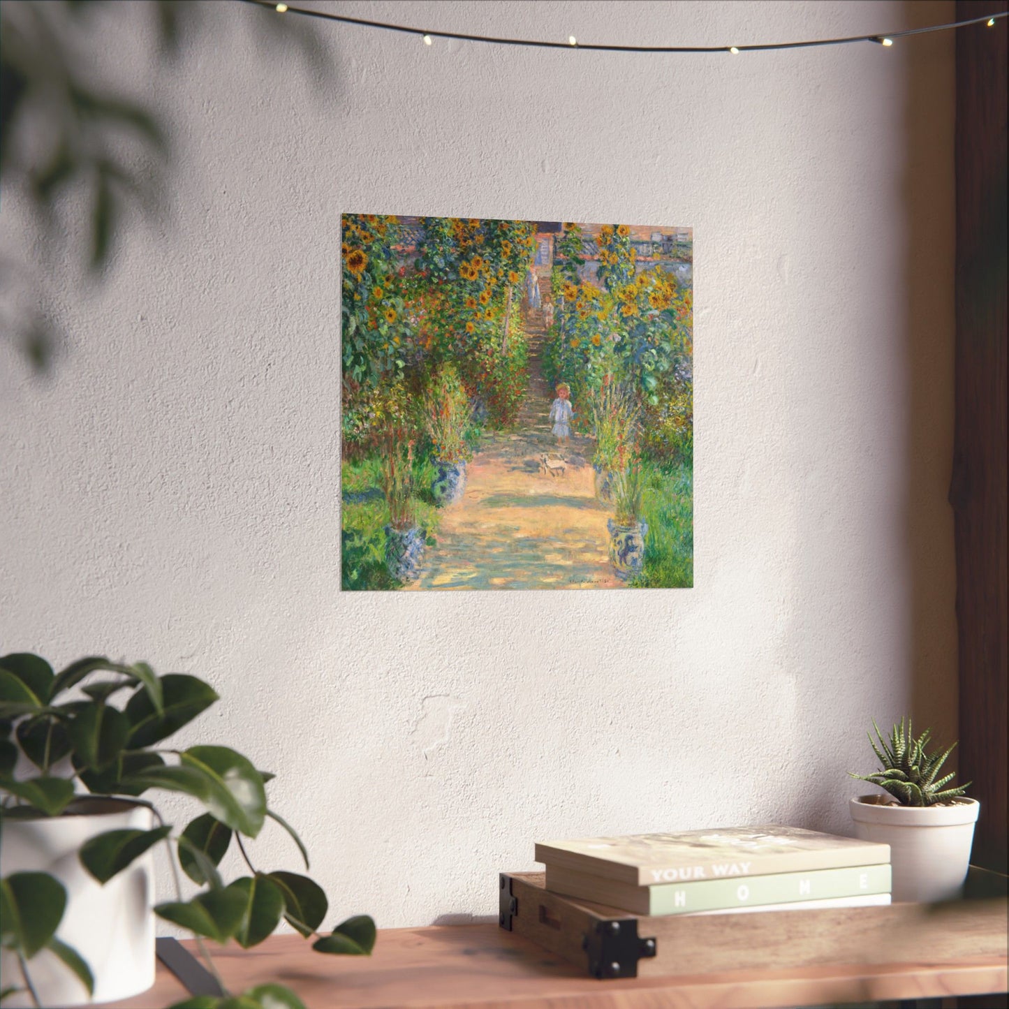 Monet - Garden at Vétheuil Sunflower Fine Art Print