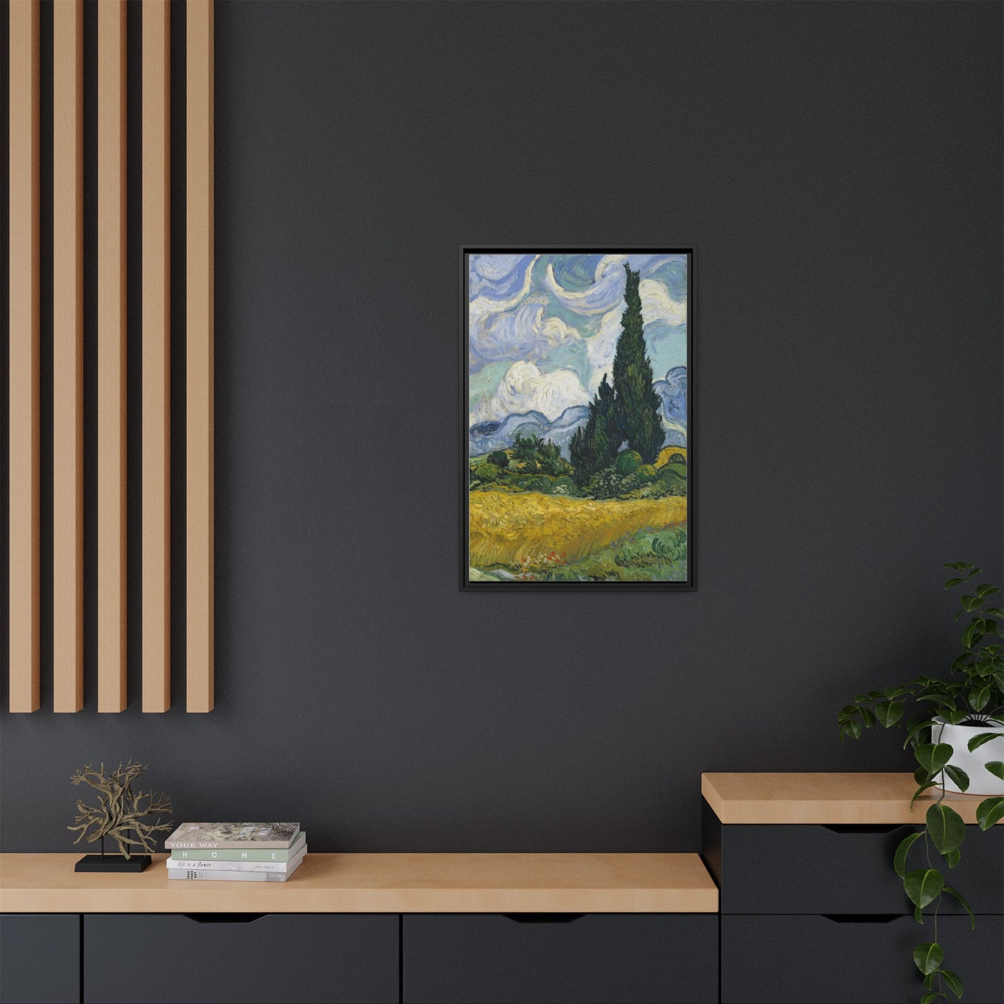 Van Gogh - Wheat Field with Cypresses - Museum Collection - Framed Canvas Print
