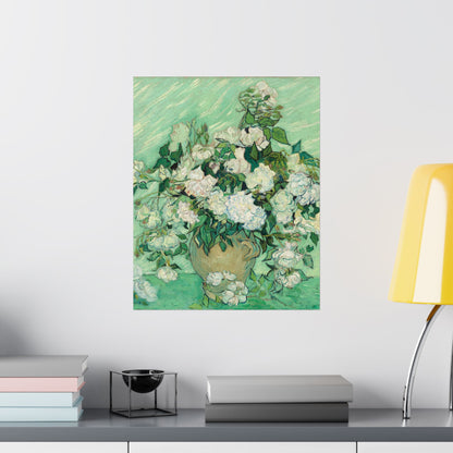 White Roses Painting - Fine Art Prints - Vintage Painting Prints - Elegant Floral - Matte Vertical Poster - White Roses Art Print