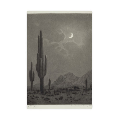 New Moon and Evening Star over Cactus- Celestial Fine Art Poster