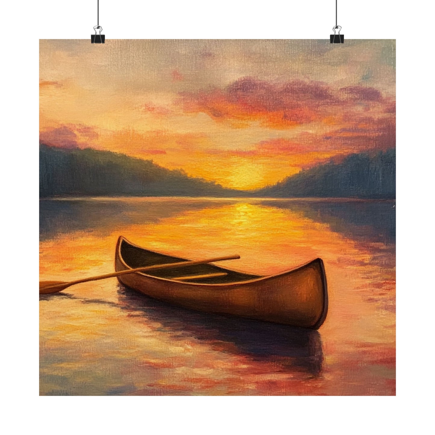 Summer Sunset Canoe on Lake Fine Art Print
