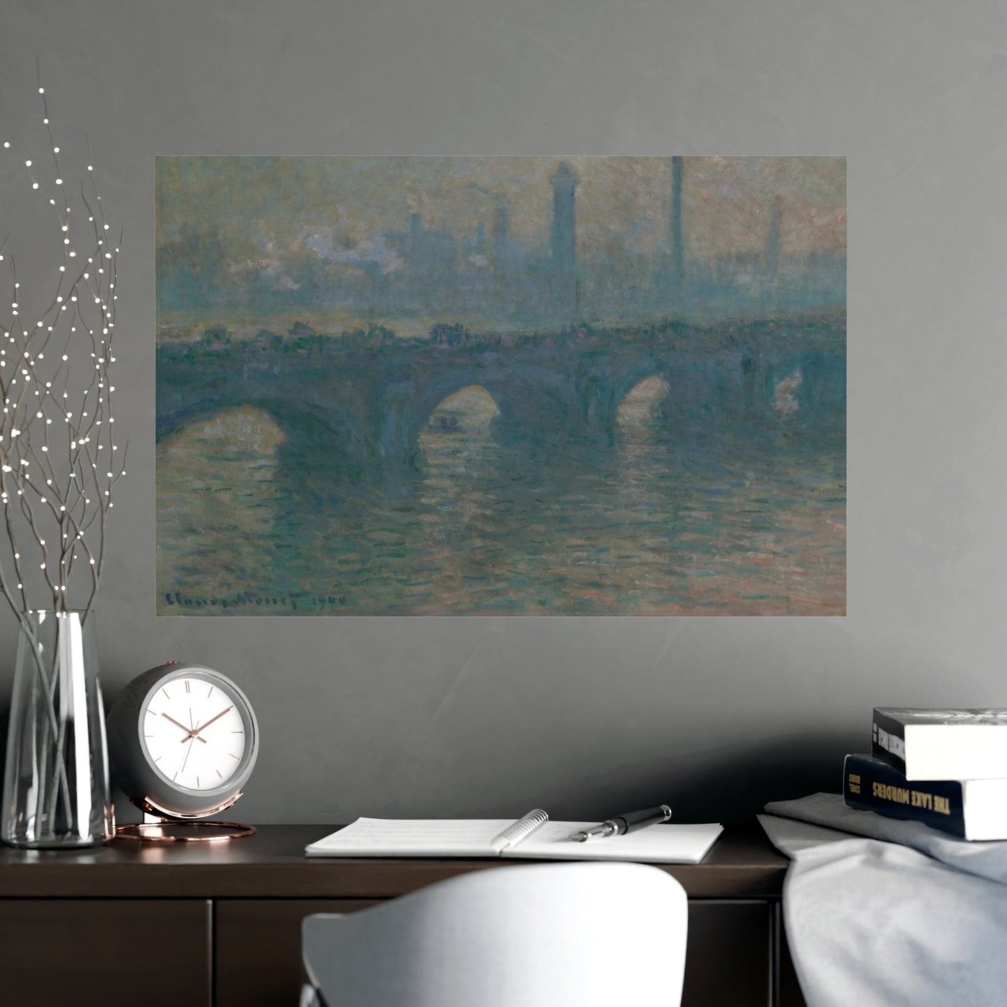 Waterloo Bridge Gray Weather - Monet Fine Art Poster