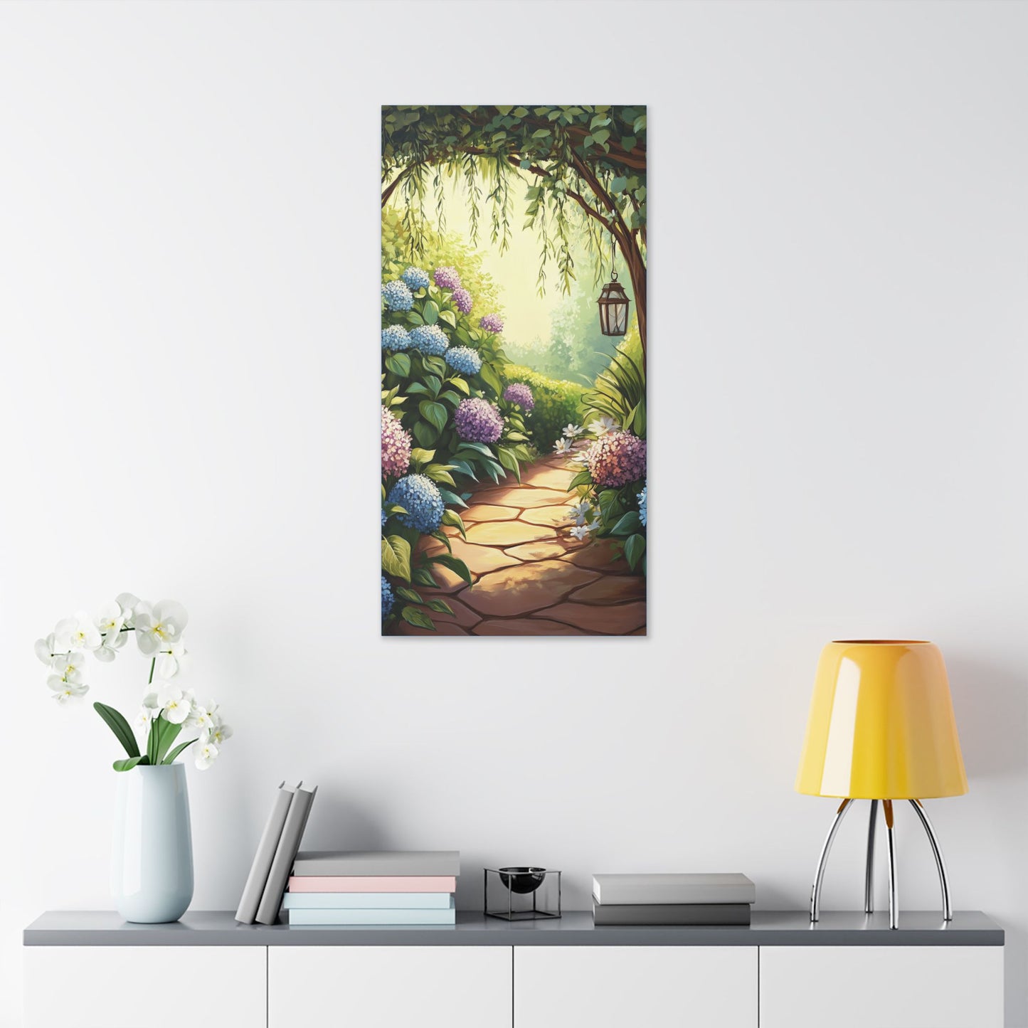 Hydrangea Courtyard - Secret Garden Series - Fine Art Print on Canvas