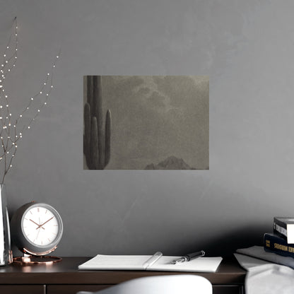 New Moon and Evening Star over Cactus- Celestial Fine Art Poster