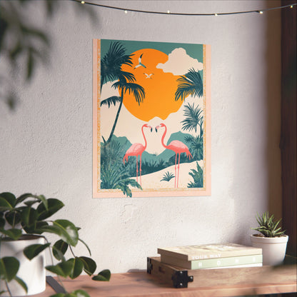 Welcome to Miami - Tropical Flamingo Poster - Boho Wall Art - Bohemian Art Prints - Home Décor