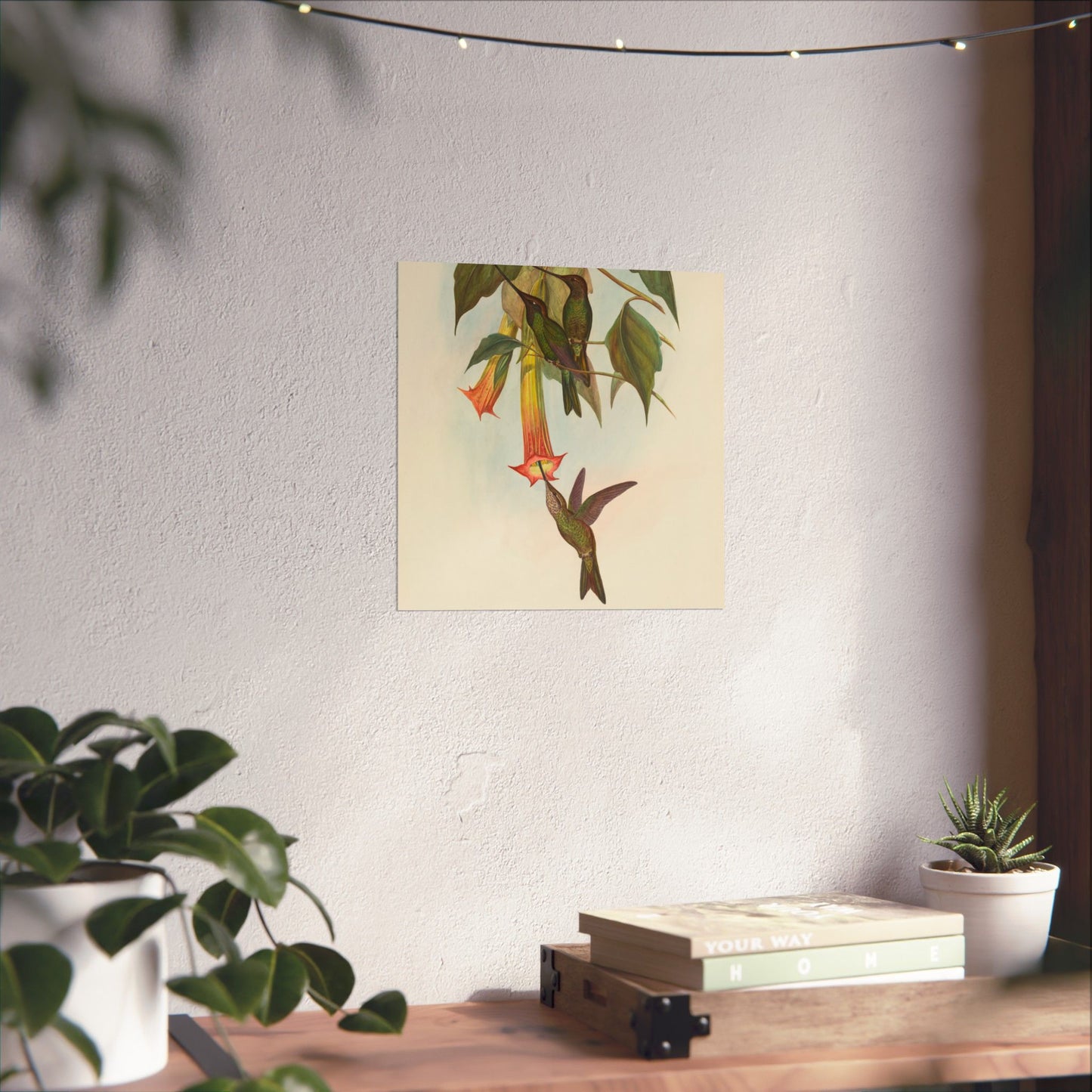 Hummingbird Botanical Art Print - Matte Vertical Poster - Nature Inspired Wall Art - Vintage Bird Watcher Art