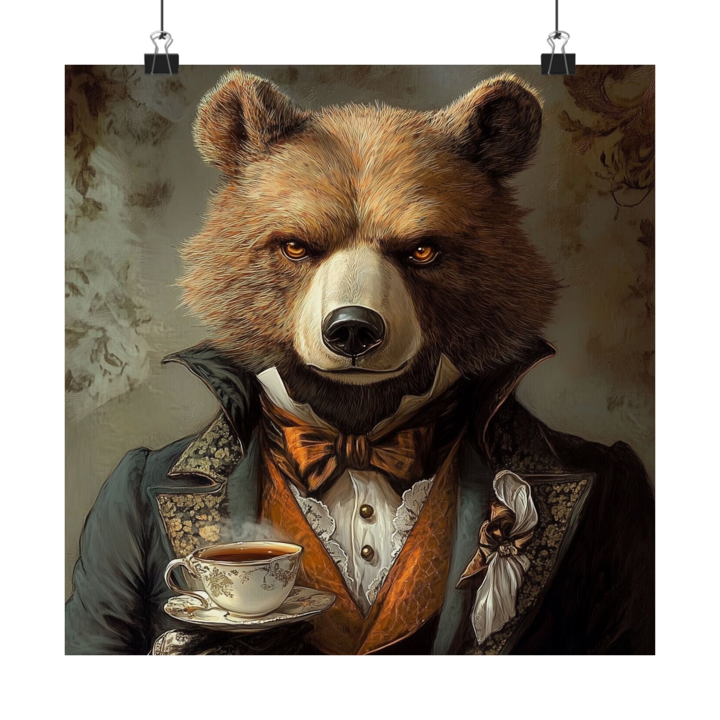 Well, Excuse Me - The Gentleman - Bear Portrait - Whimsical Animals - Poster - Unique Wall Art