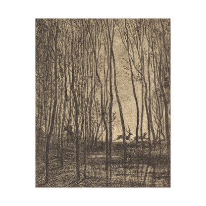 Deer Running Through Woods Nature Fine Art Print