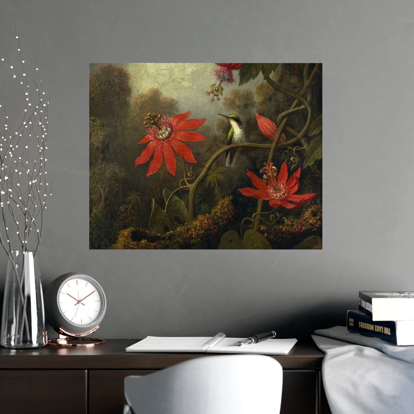 Hummingbird in Lush Tropical Landscape - Museum Collection - Fine Art Poster