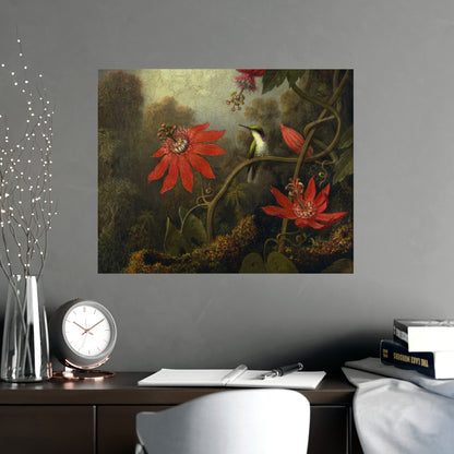Hummingbird in Lush Tropical Landscape - Museum Collection - Fine Art Poster