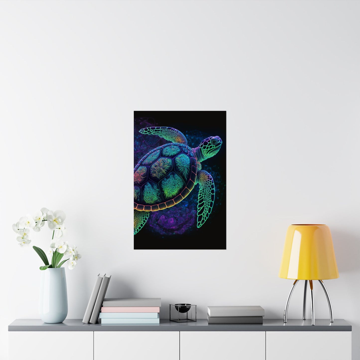 Trippy Turtle - Nautical Fine Art Print - Matte Vertical Poster - Ocean Art for Beach Lovers