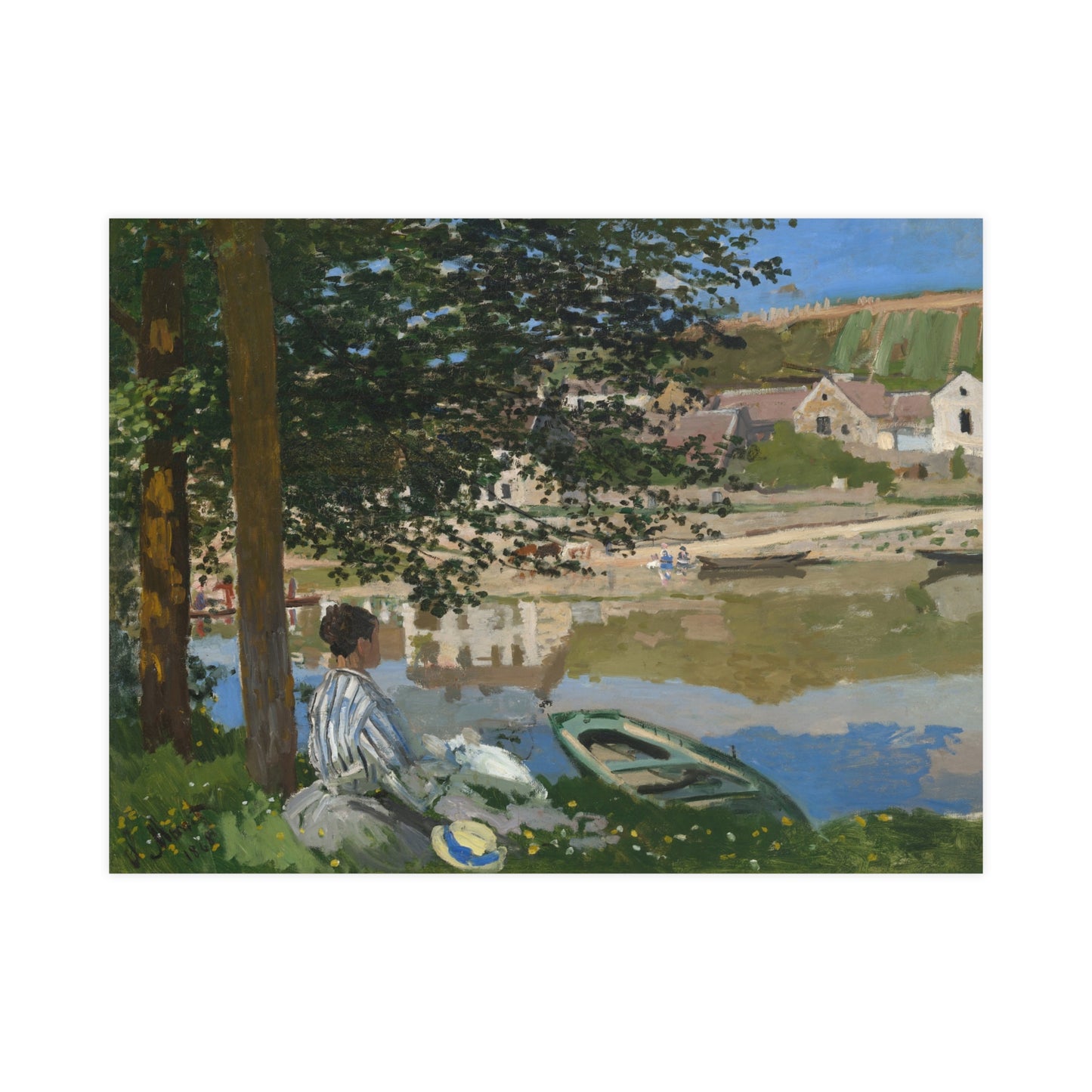 On the Bank of the Seine at Bennecourt - Monet Fine Art Poster