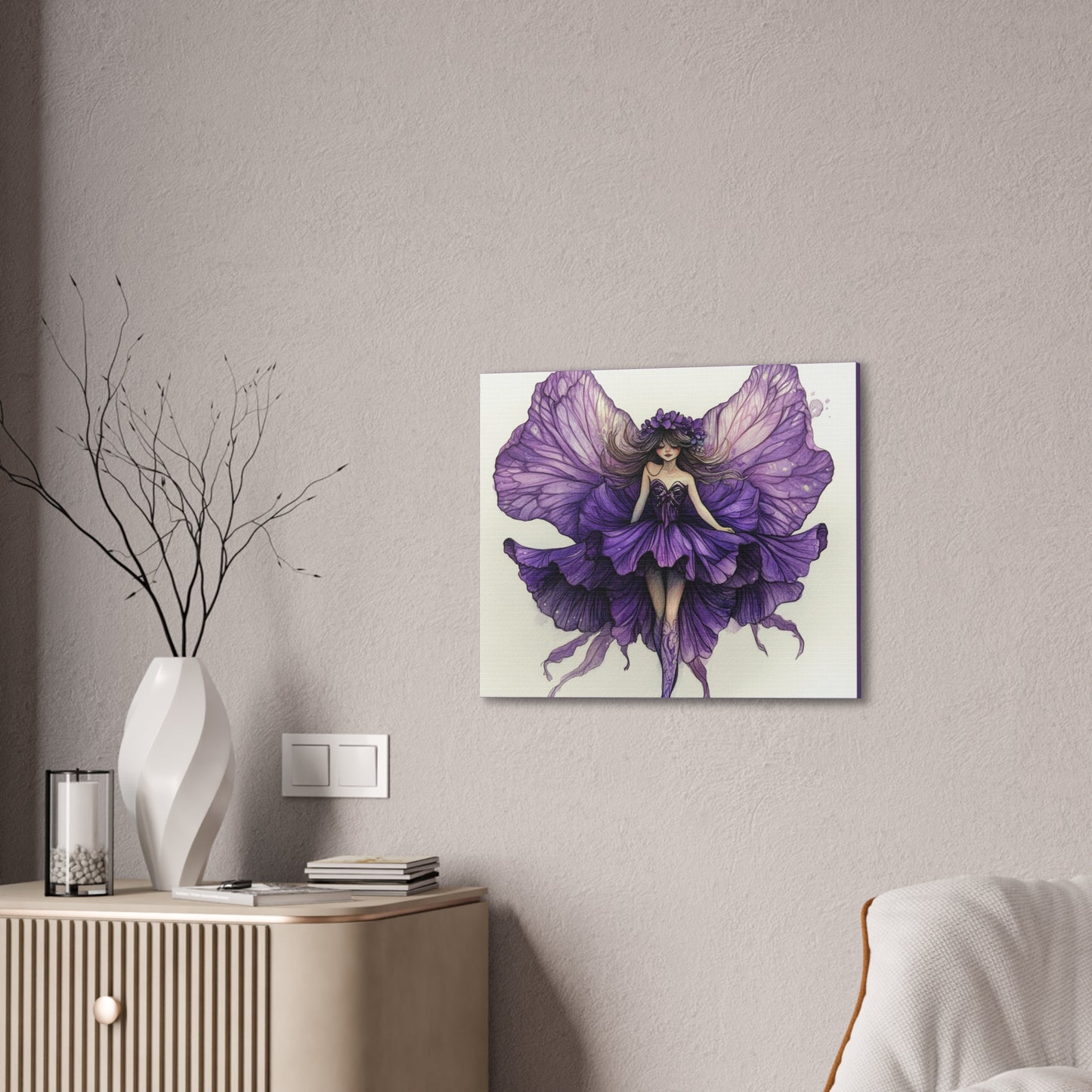 A Violet Affair - Fairies & Flowers Collection - Wall Art - on Canvas