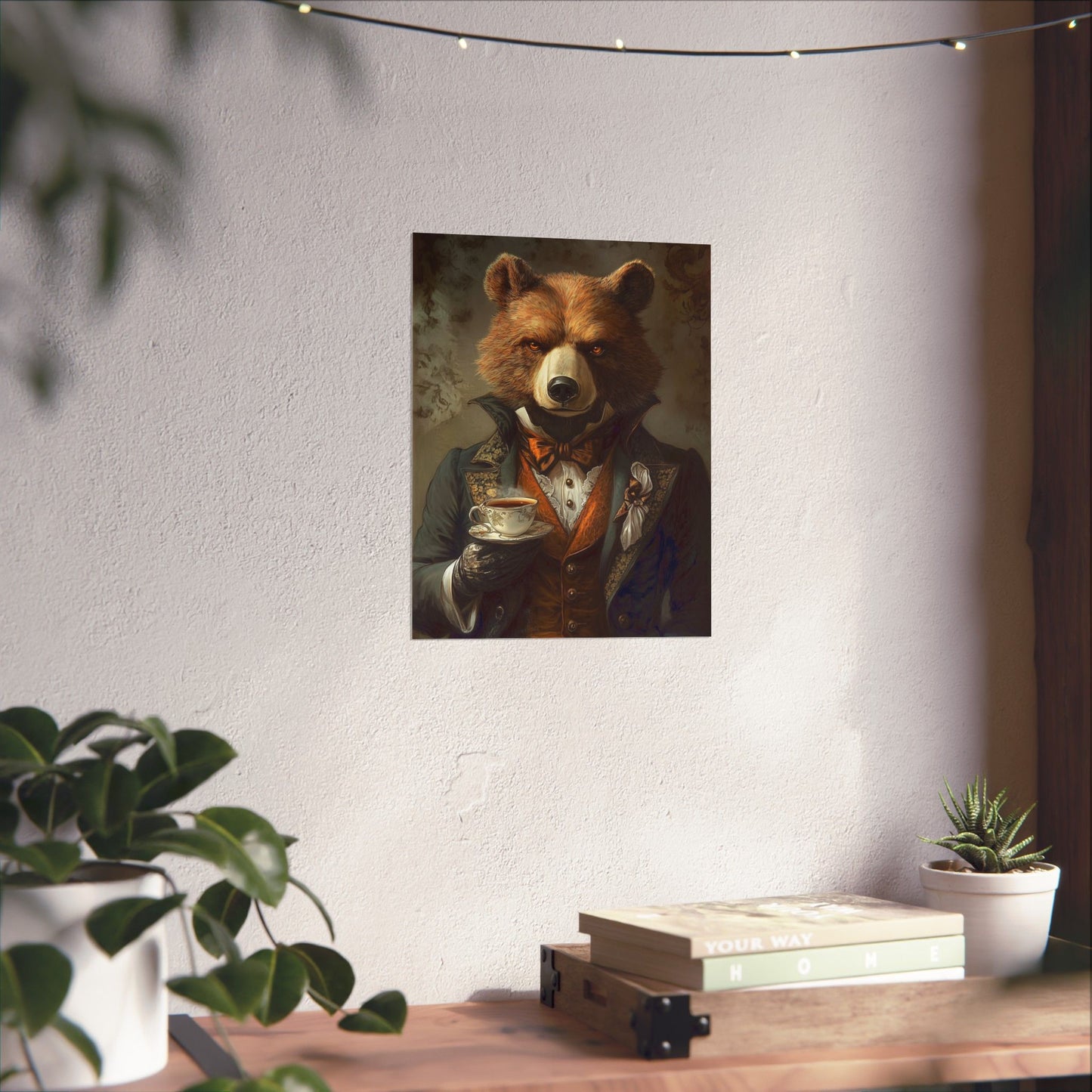 Well, Excuse Me - The Gentleman - Bear Portrait - Whimsical Animals - Poster - Unique Wall Art
