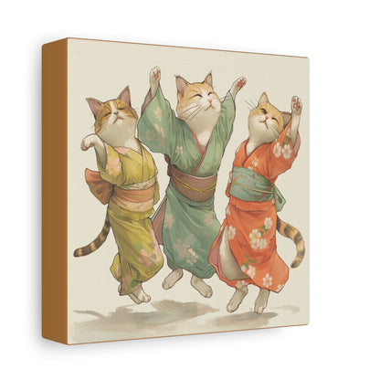 Cheery Cats Prancing - Wall Art Canvas - Home Décor