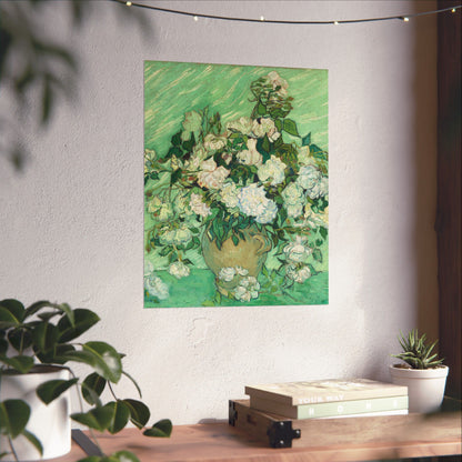 White Roses Painting - Fine Art Prints - Vintage Painting Prints - Elegant Floral - Matte Vertical Poster - White Roses Art Print
