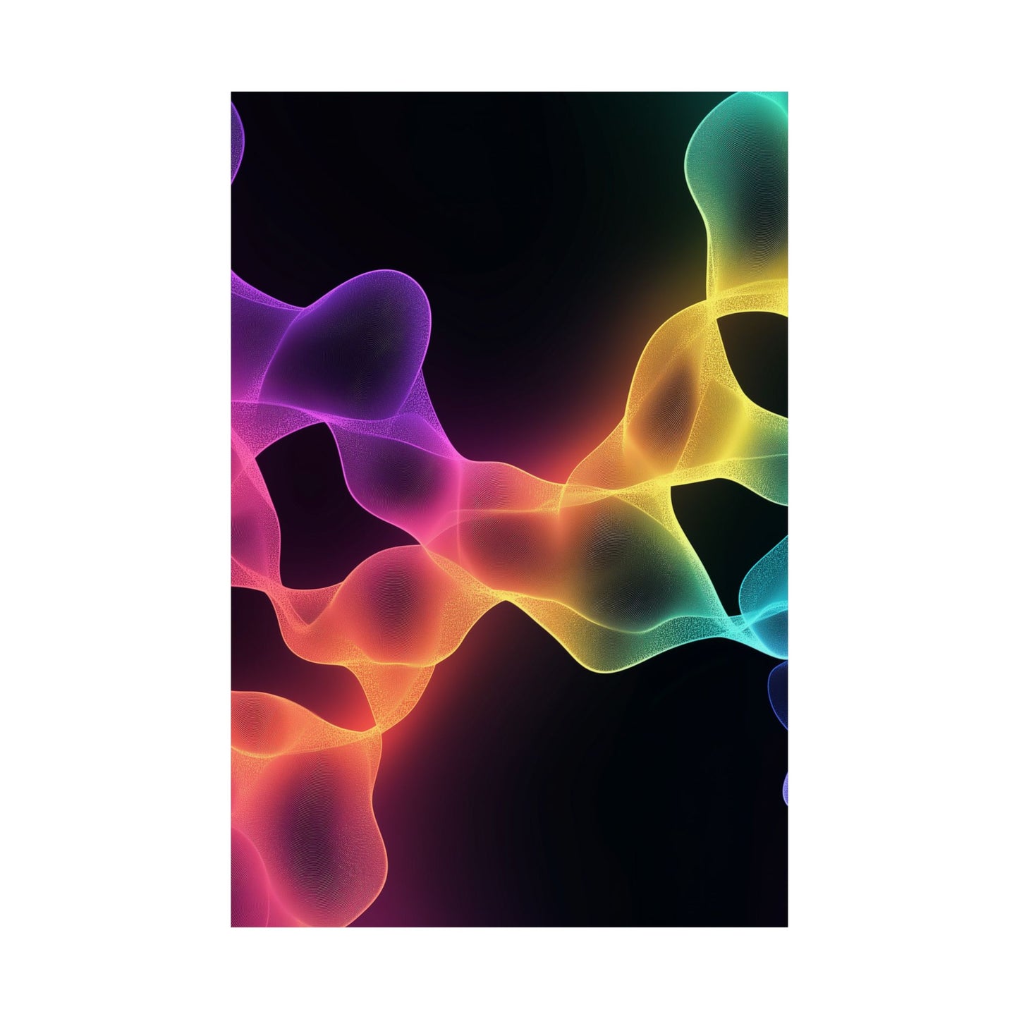 Vibrant Spectrum Abstract Poster - Colorful Wavelengths Energetic Art Print - Black Light Art - Spectrum of Light Wall Art
