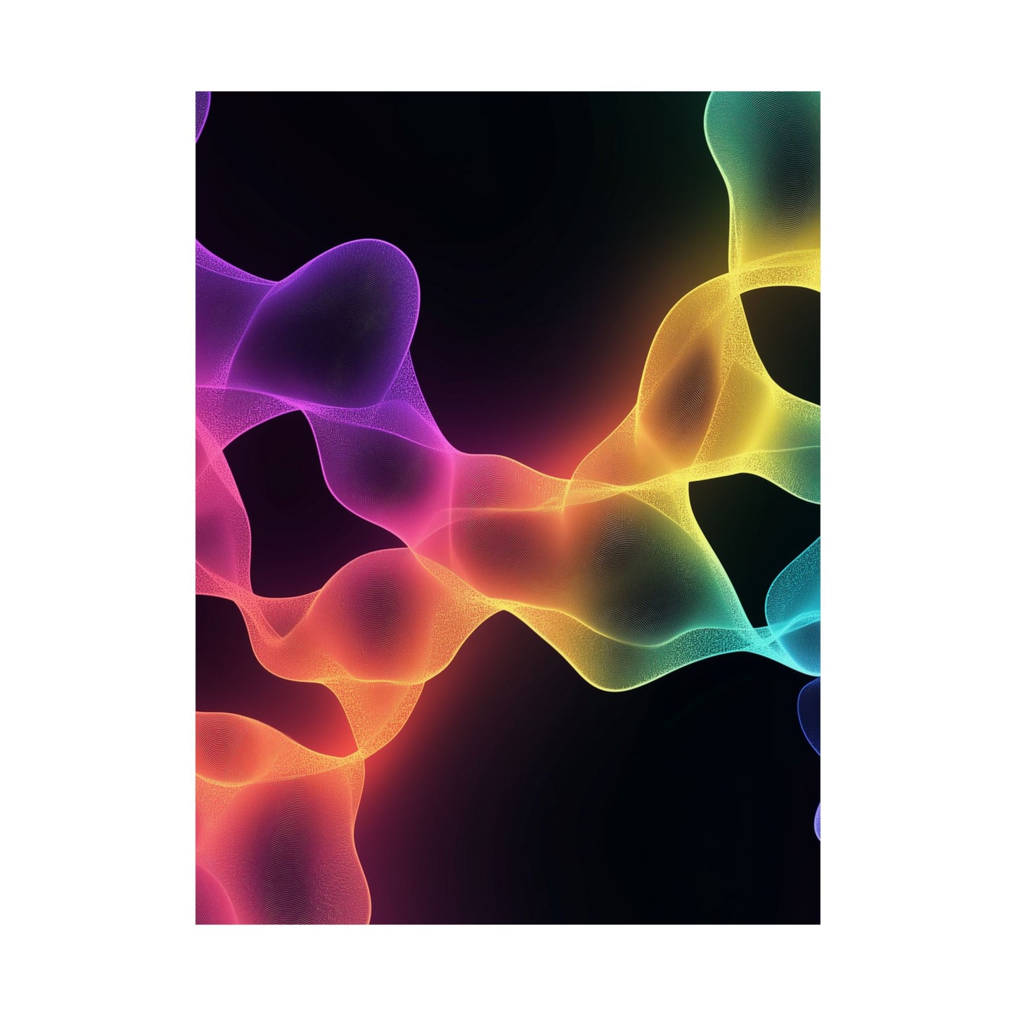 Vibrant Spectrum Abstract Poster - Colorful Wavelengths Energetic Art Print - Black Light Art - Spectrum of Light Wall Art