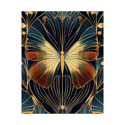 Art Deco Golden Butterfly Fine Art Print - Matte Vertical Poster - Vibrant Home Décor - Chic Style