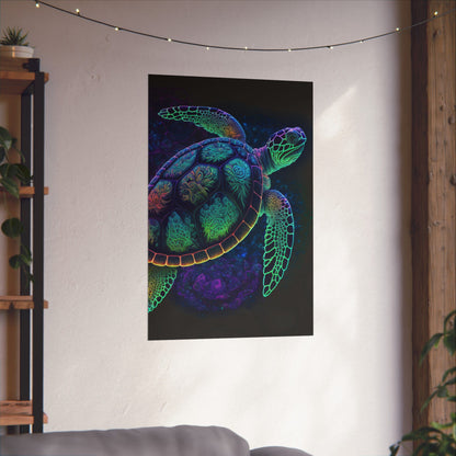 Trippy Turtle - Nautical Fine Art Print - Matte Vertical Poster - Ocean Art for Beach Lovers