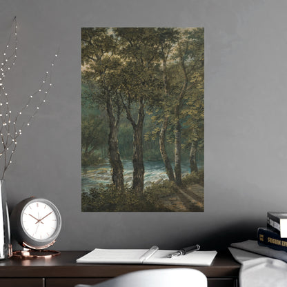 Sunlight Through Trees River Sihl - Forest Landscape Fine Art Poster