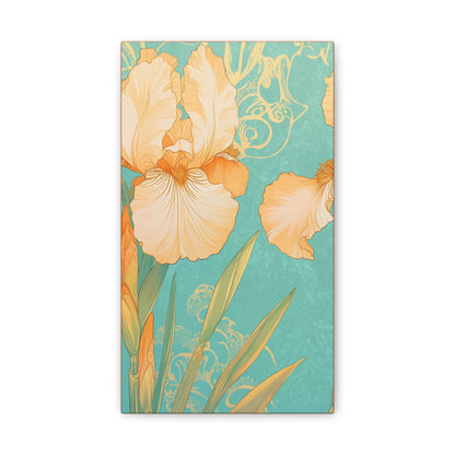 Iris Flowers on Turquois - Stretched Canvas