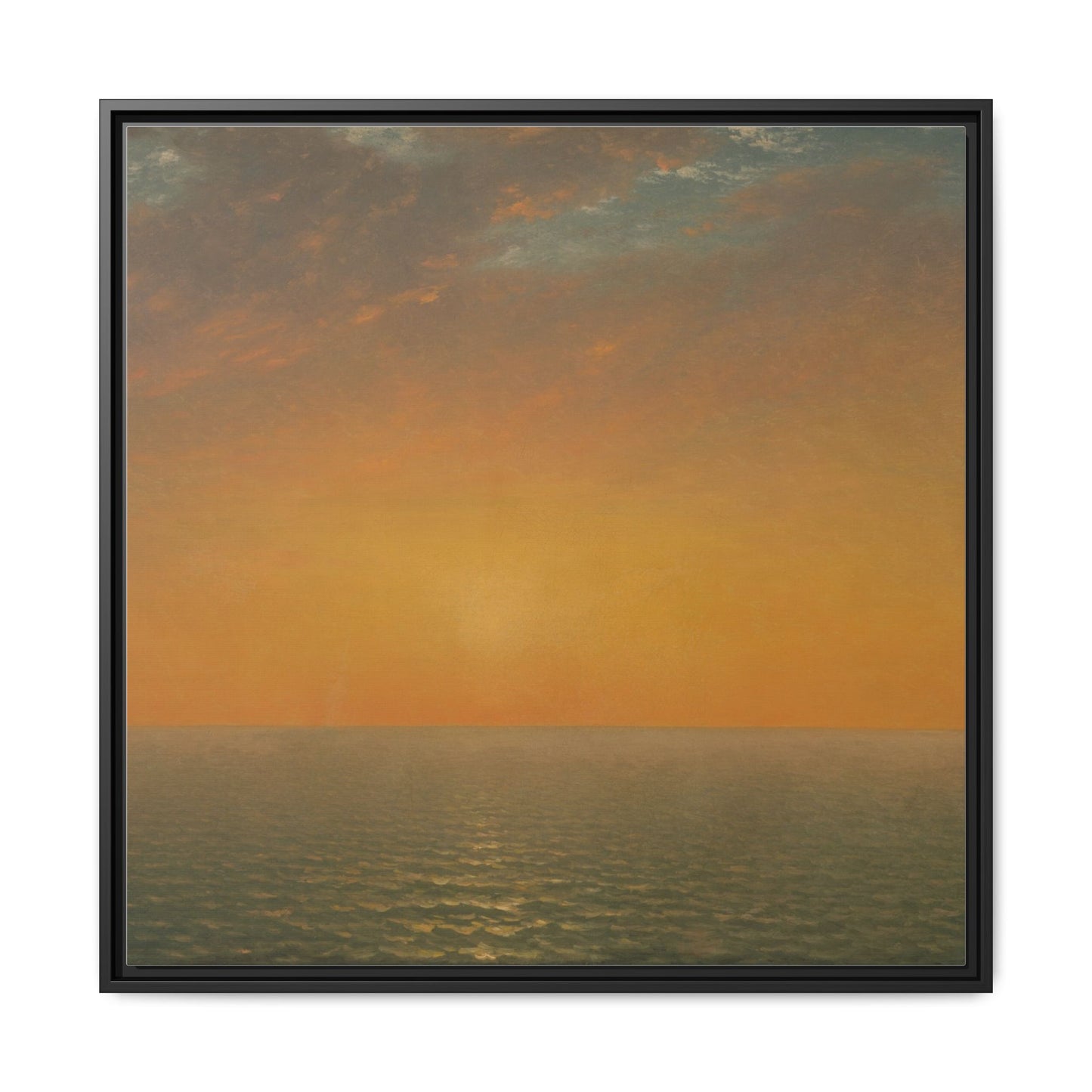 John Frederick Kensett : Sunset on the Sea (1872) - Museum Collection - Framed Canvas Print