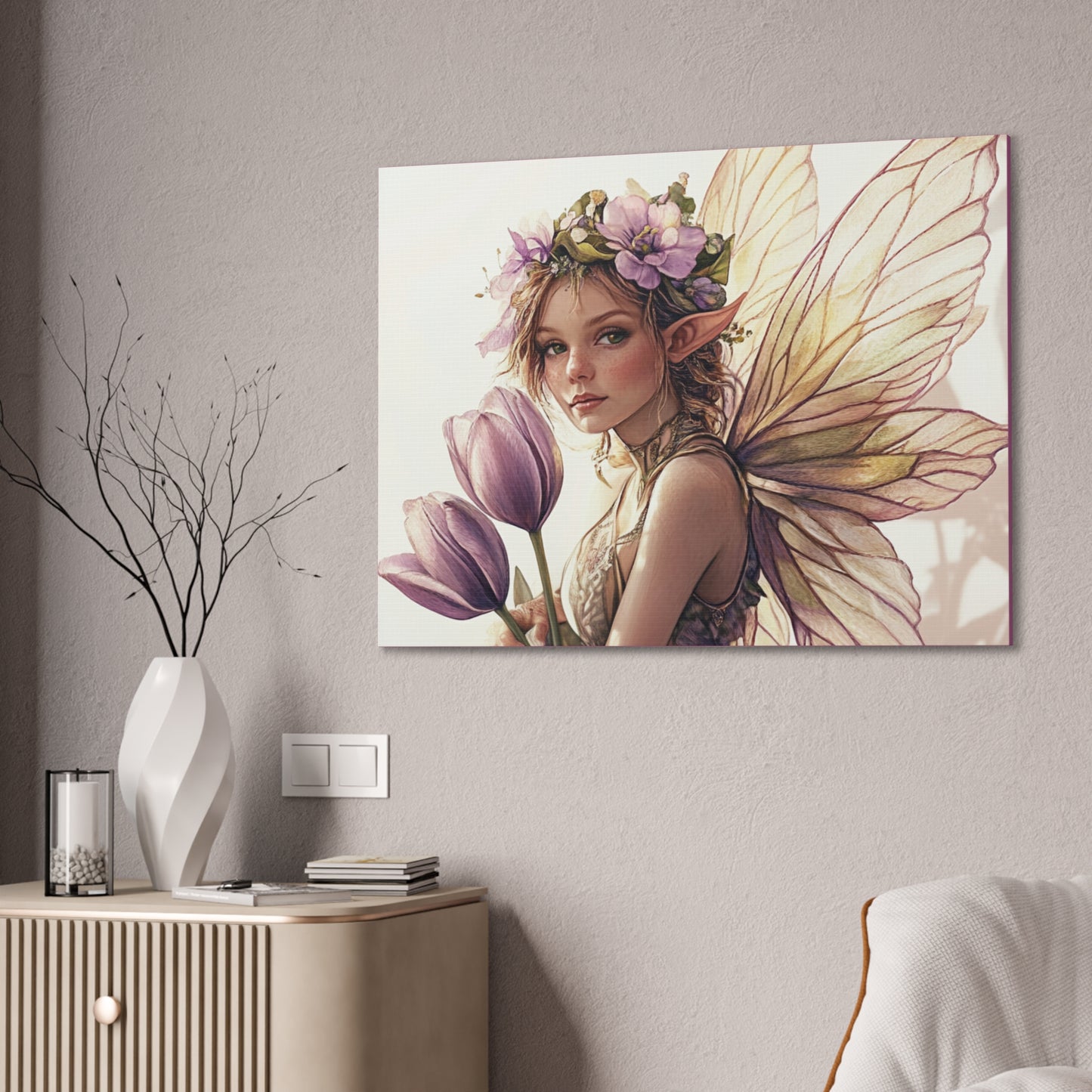 Tuesdays are for Tulips - Flowers & Fairies Collection - Fine Art Print on Canvas