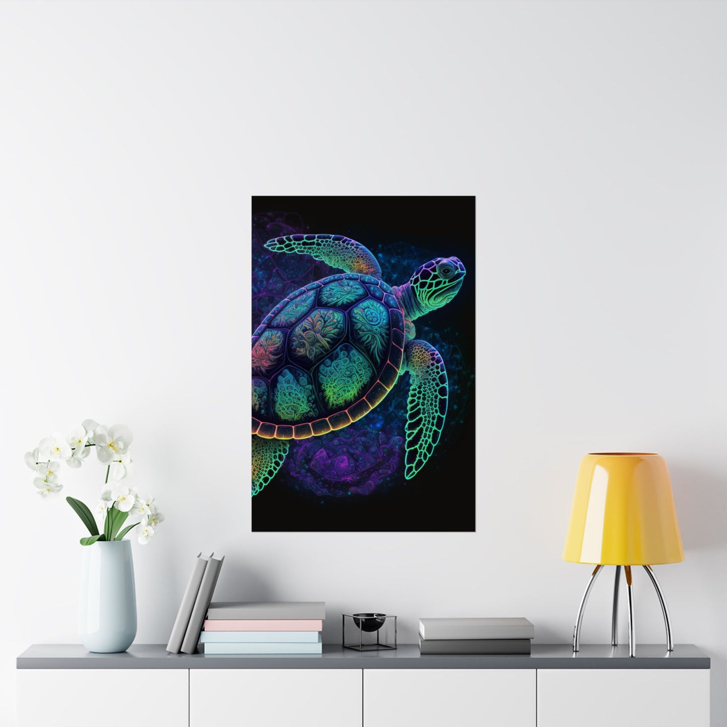 Trippy Turtle - Nautical Fine Art Print - Matte Vertical Poster - Ocean Art for Beach Lovers