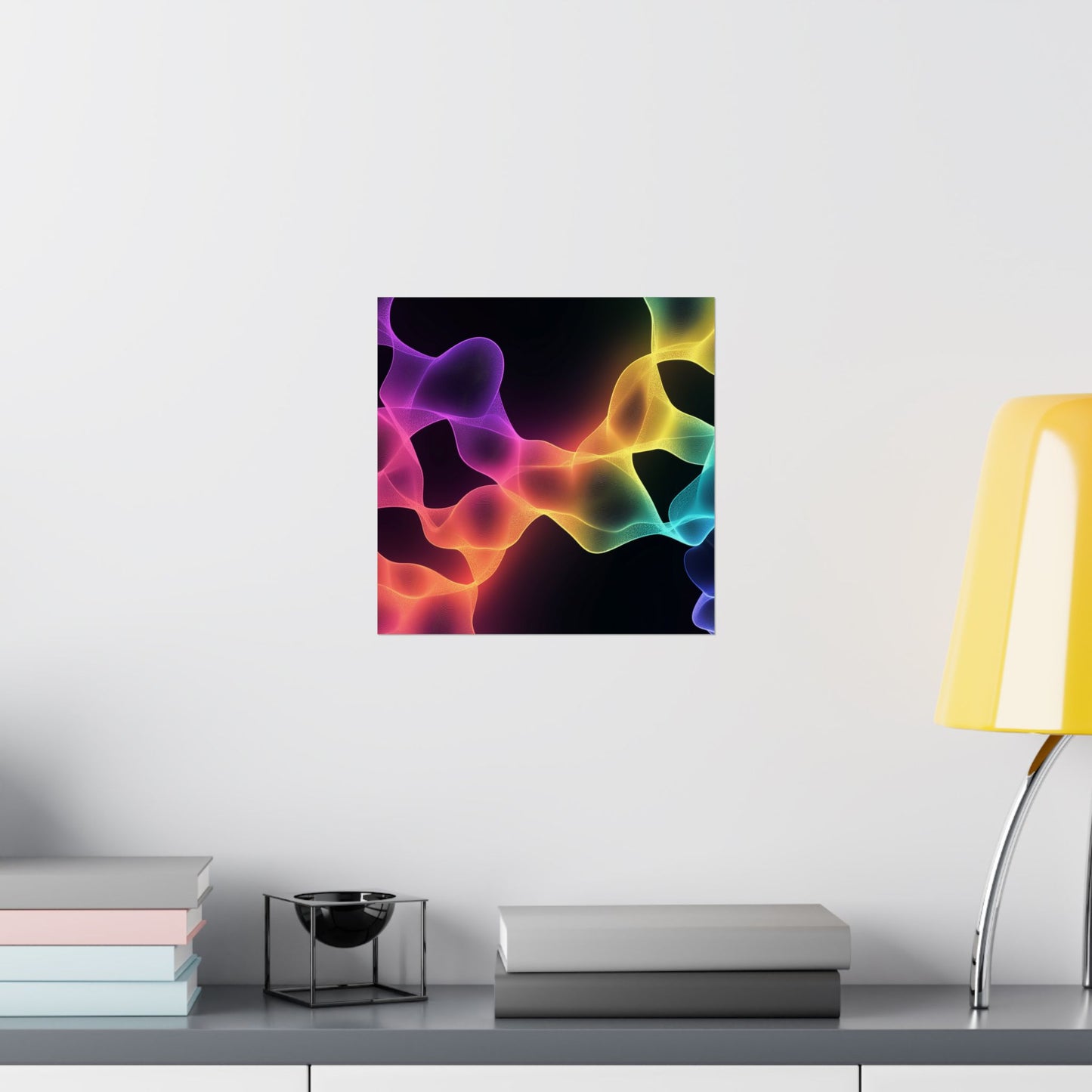 Vibrant Spectrum Abstract Poster - Colorful Wavelengths Energetic Art Print - Black Light Art - Spectrum of Light Wall Art