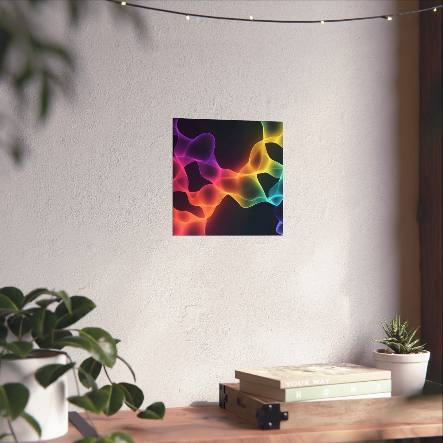 Vibrant Spectrum Abstract Poster - Colorful Wavelengths Energetic Art Print - Black Light Art - Spectrum of Light Wall Art