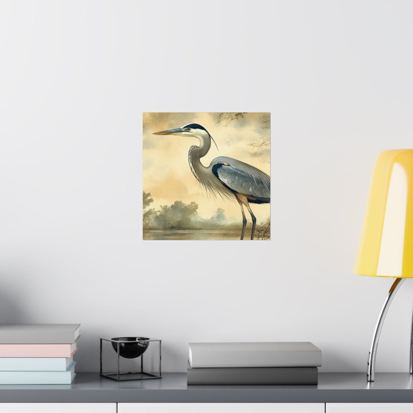 Elegant Blue Heron Coastal Fine Art Print