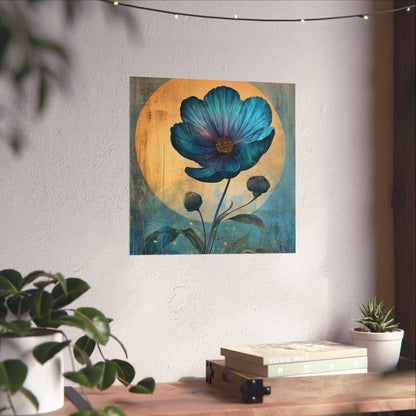 Blue Cosmos Moonlit Botanical Fine Art Print
