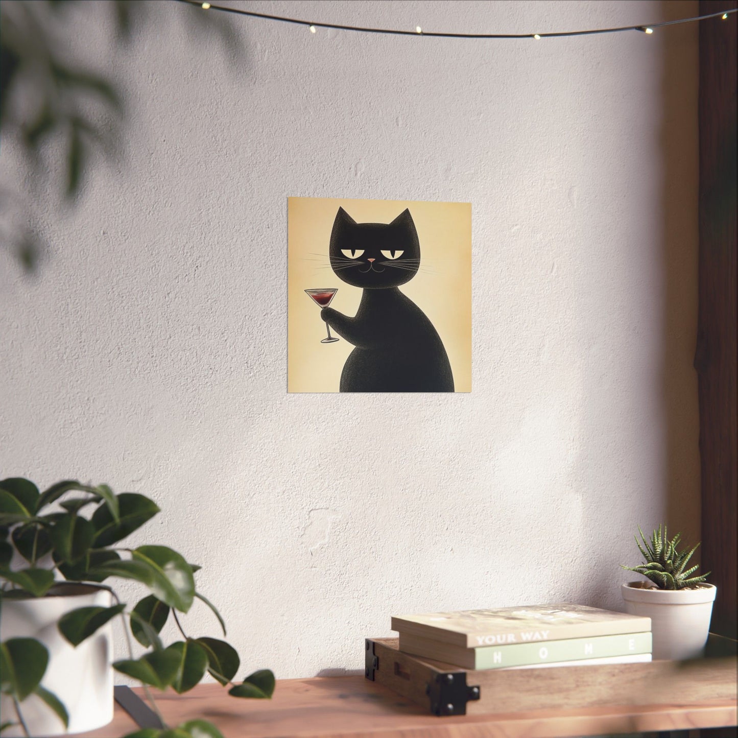 Cat with a Cocktail - Cat Café Series - Fine art print - Matte Vertical Wall Art  - Poster Print - for Cat Lovers