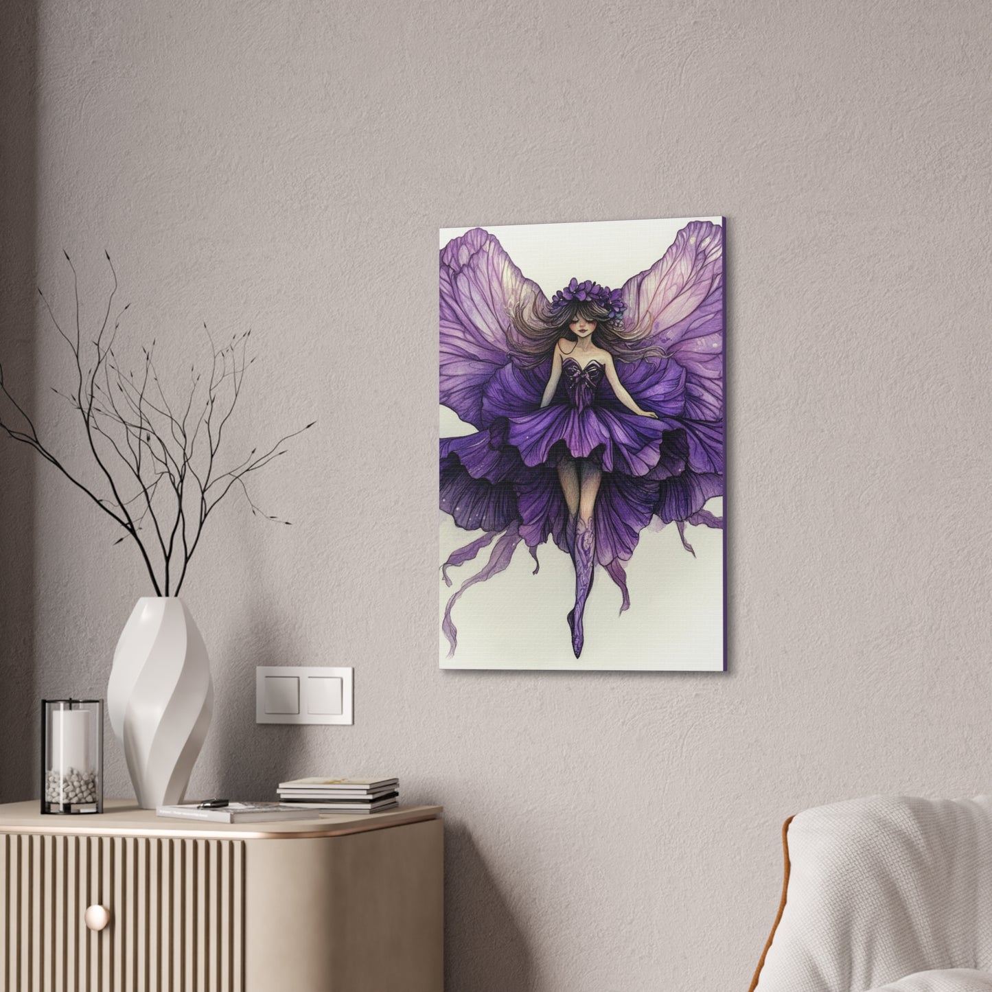 A Violet Affair - Fairies & Flowers Collection - Wall Art - on Canvas