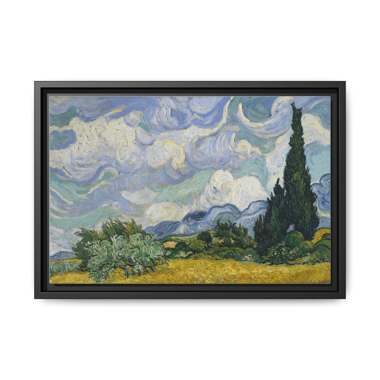 Van Gogh - Wheat Field with Cypresses - Museum Collection - Framed Canvas Print