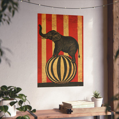 Vintage Circus Elephant Poster - Matte Fine Art Print - Wall Art for Bedroom or Nursery