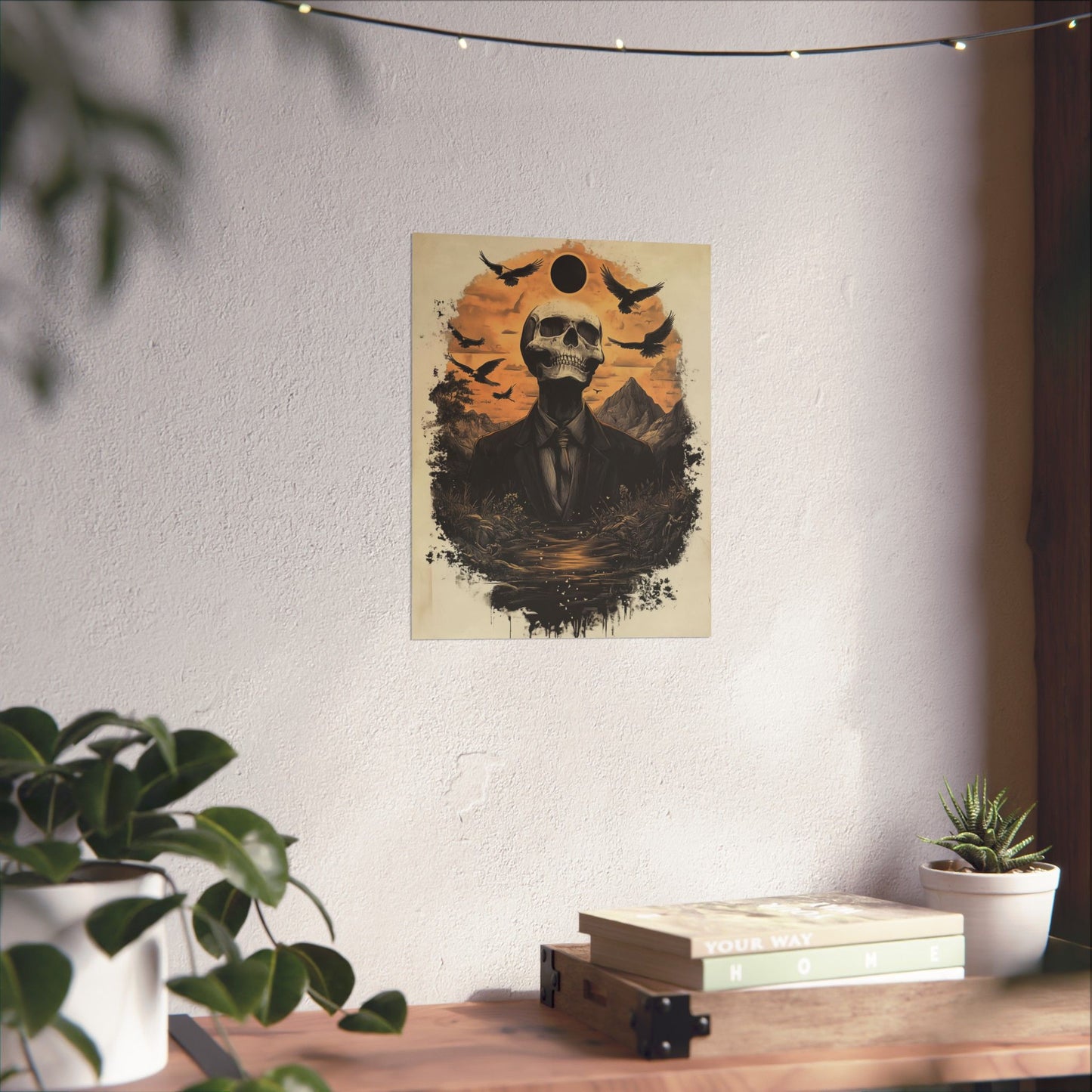 Mystic Black Sun Skull Gothic Poster - Dark Art - Fine Art Prints - Wall Art