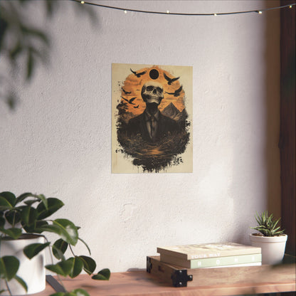 Mystic Black Sun Skull Gothic Poster - Dark Art - Fine Art Prints - Wall Art