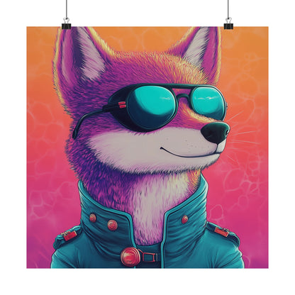 Fetching Fox - Whimsical Animals Art Poster Series - Trendy Wall Art - Vibrant Art Prints - Funny Animal Portrait Style Posters