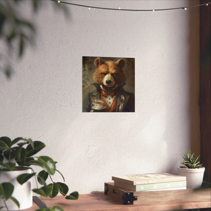 Well, Excuse Me - The Gentleman - Bear Portrait - Whimsical Animals - Poster - Unique Wall Art