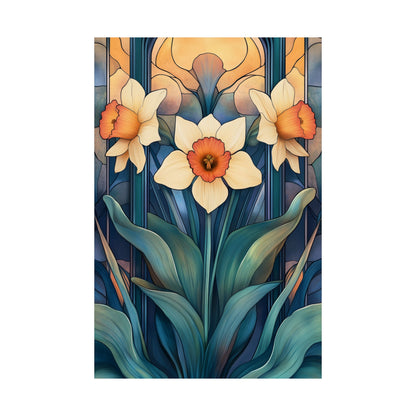 Elegant Daffodil Floral Fine Art Print - Matte Vertical Poster - Daffodil Art Print for Home Décor