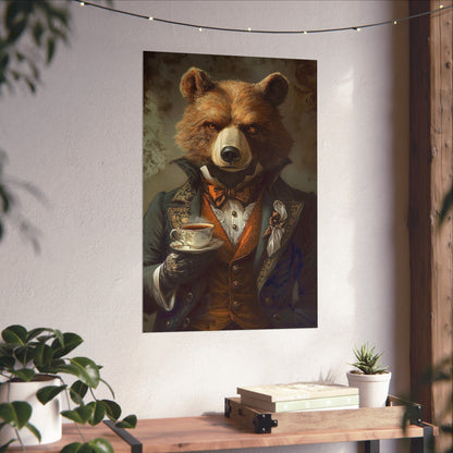 Well, Excuse Me - The Gentleman - Bear Portrait - Whimsical Animals - Poster - Unique Wall Art