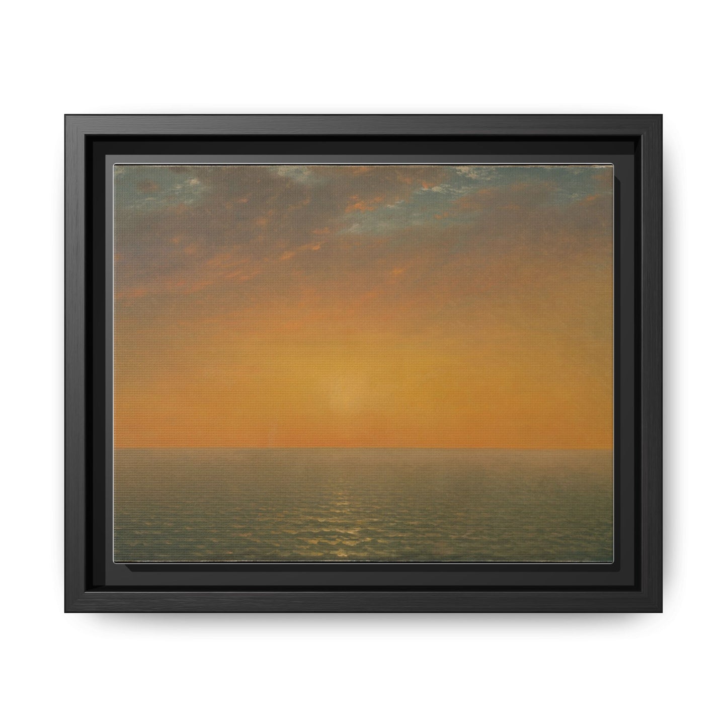 John Frederick Kensett : Sunset on the Sea (1872) - Museum Collection - Framed Canvas Print