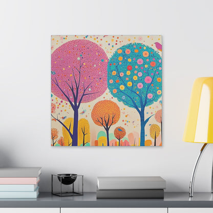 Happy Polka Dot Trees - Delight in Nature Series - Fine Art Print on Canvas