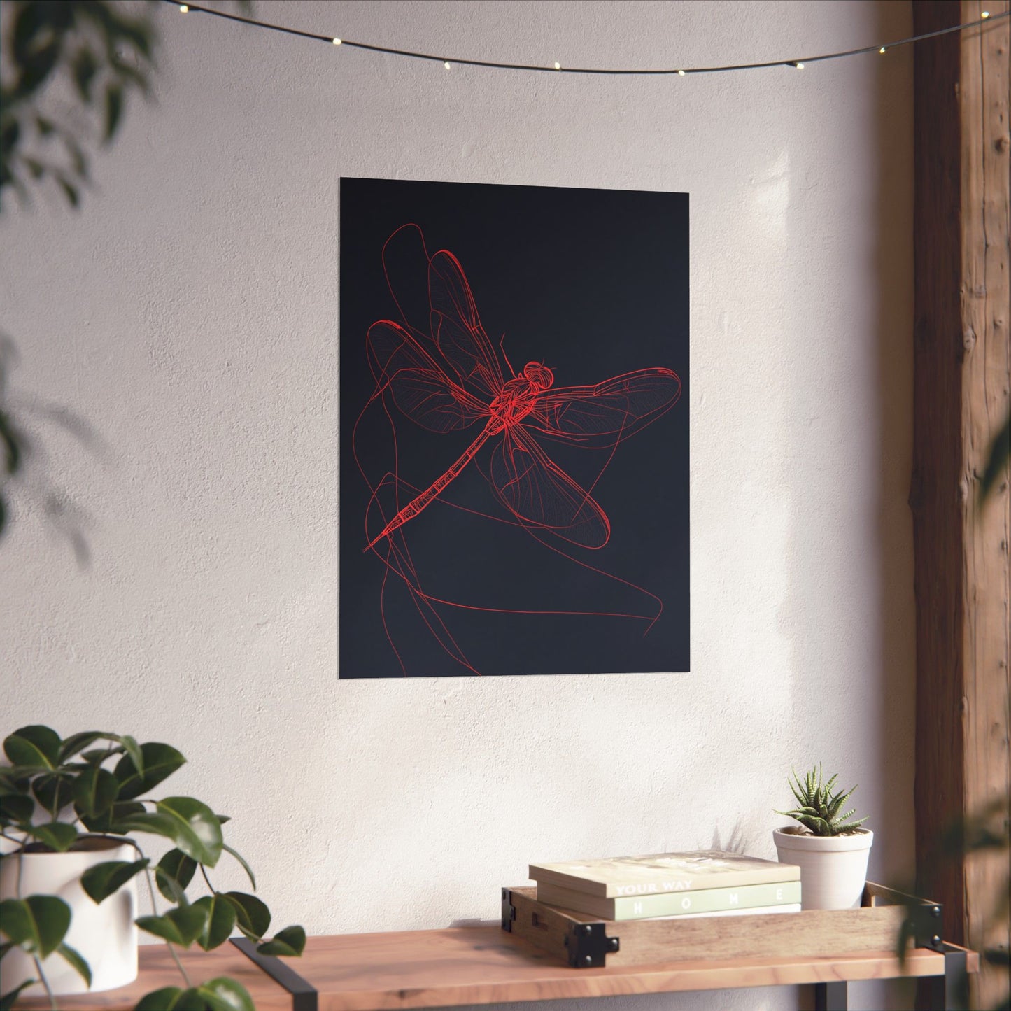 Red Dragonfly Fine Art Print -  Matte Poster – Modern Wall Art for Nature Lovers - Minimalist