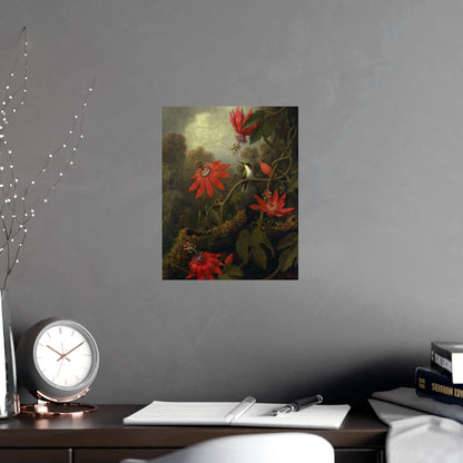 Hummingbird in Lush Tropical Landscape - Museum Collection - Fine Art Poster