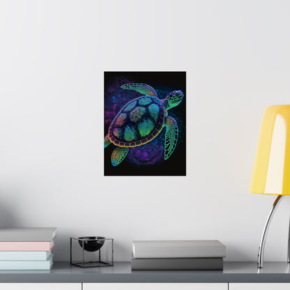 Trippy Turtle - Nautical Fine Art Print - Matte Vertical Poster - Ocean Art for Beach Lovers