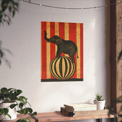 Vintage Circus Elephant Poster - Matte Fine Art Print - Wall Art for Bedroom or Nursery